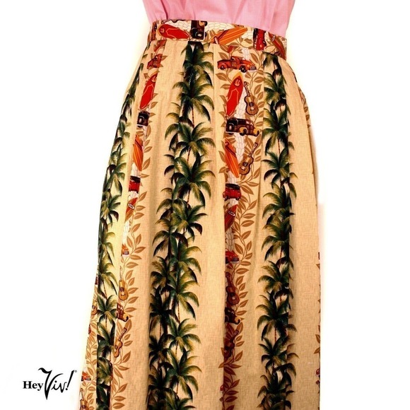 Vintage Skirt Made from Hawaiian Trendtex Fabric w Tropical Theme Sz XL -Hey Viv - Picture 4 of 7